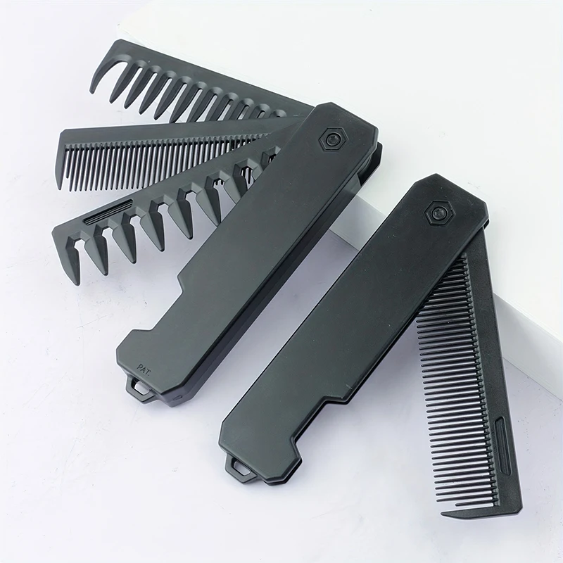 Mens Grooming Box - 3-in-1 Folding Beard Comb for Men,