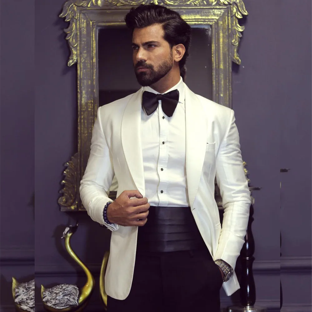 Men'S Grooming And Style - Classic England Style White Jacket Black