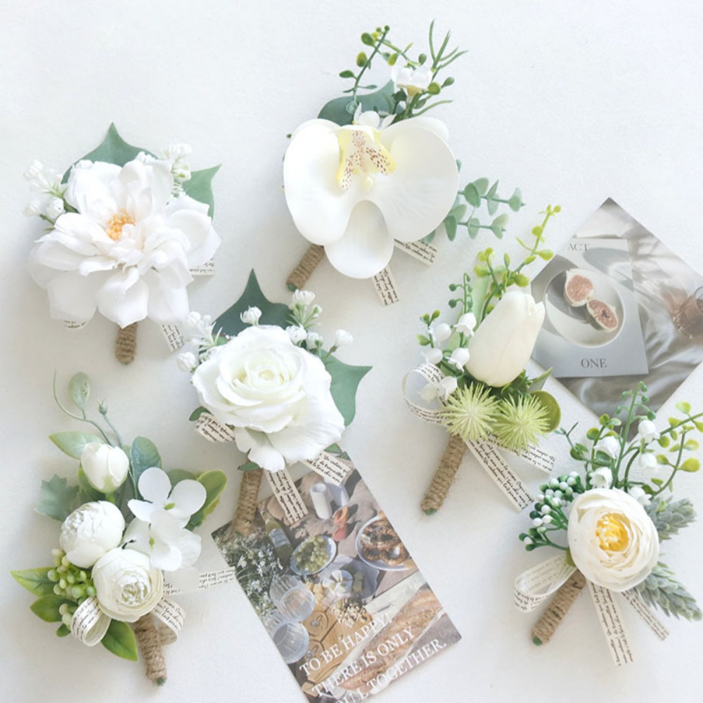 Men'S Grooming Wedding Day - Ivory Rose Boutonnieres for Men Wedding