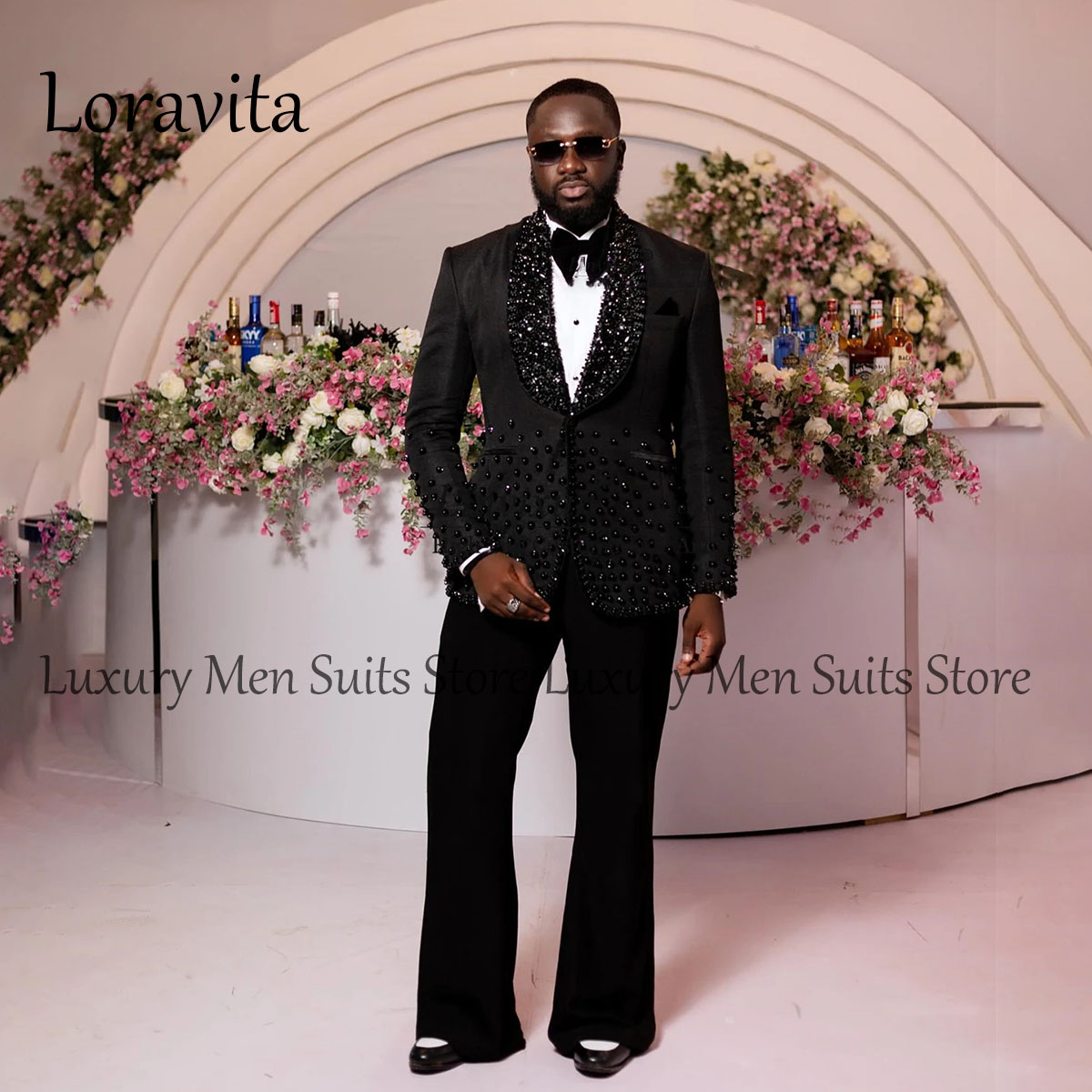 Mens Grooming Tools - Shiny Beaded Embroidery Suits For Men